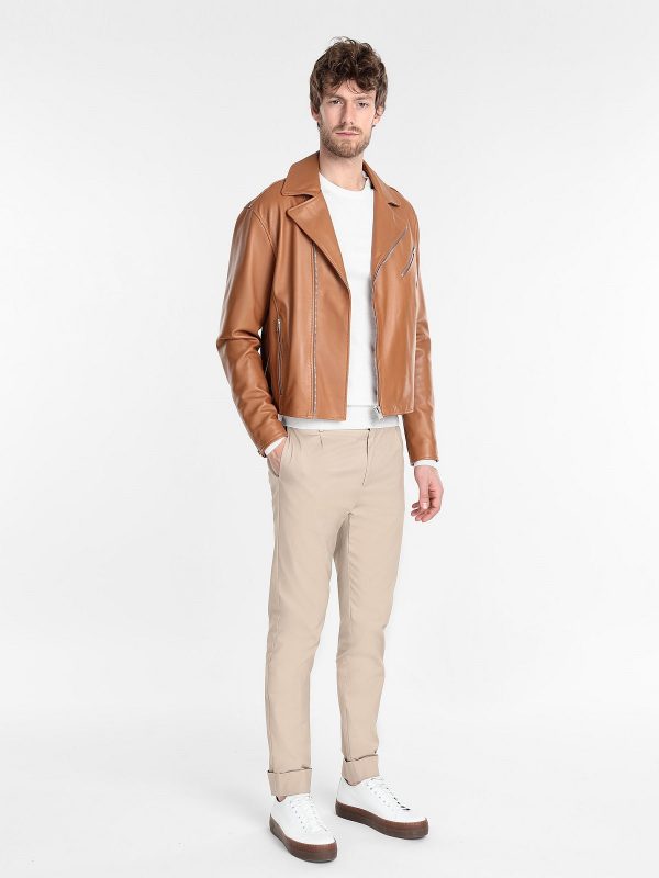 Men’s Desert-Strike Tan Biker Leather Jacket | Heritage Moto Identity | Full Grain Apparel