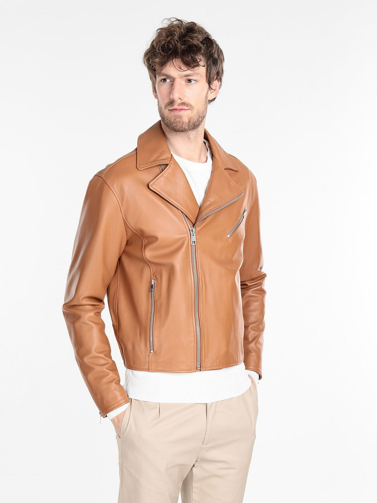 Men’s Desert-Strike Tan Biker Leather Jacket | Heritage Moto Identity | Full Grain Apparel
