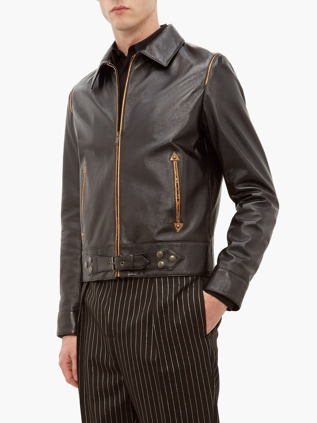 Chaqueta de cuero negra tradicional Legacy para hombre | Armadura urbana de herencia | Prenda de cuero de plena flor