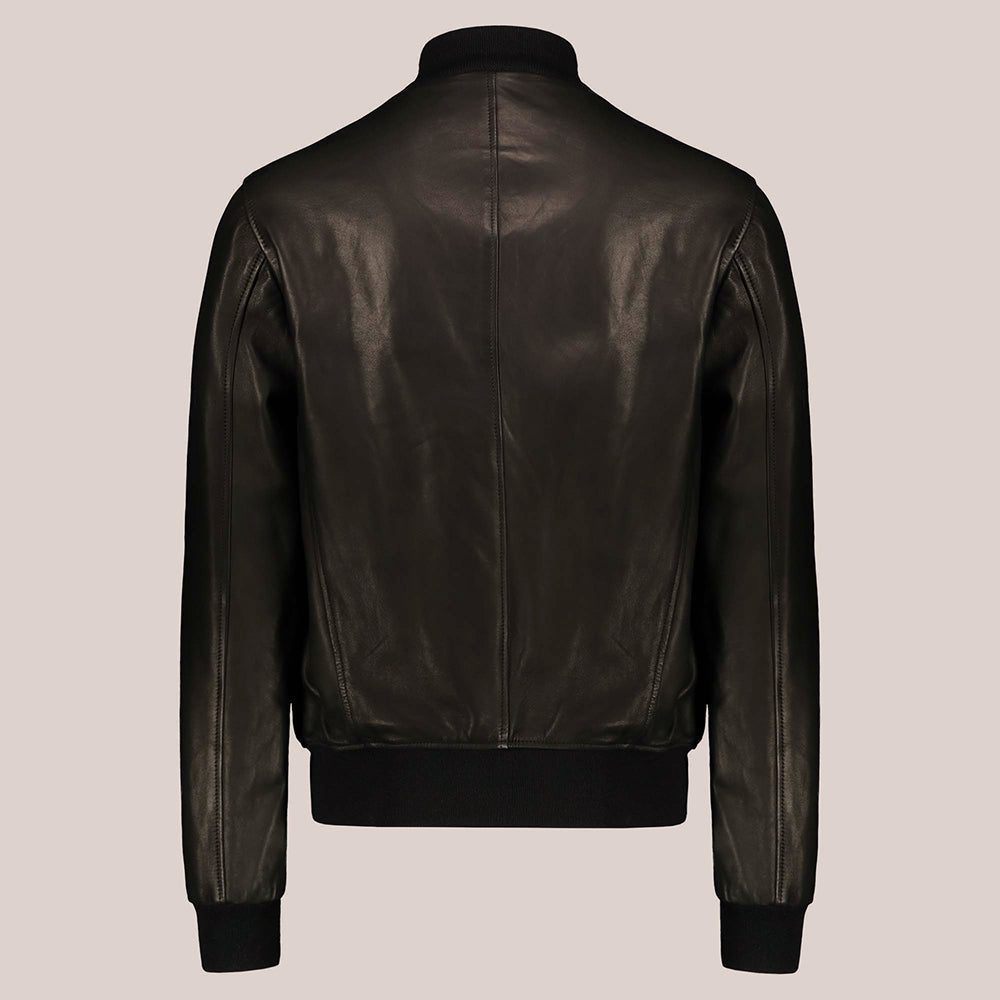 Men’s "Midnight Ace" A-1 Flight Jacket | Vintage Black Premium Lambskin Bomber | Full Grain Apparel