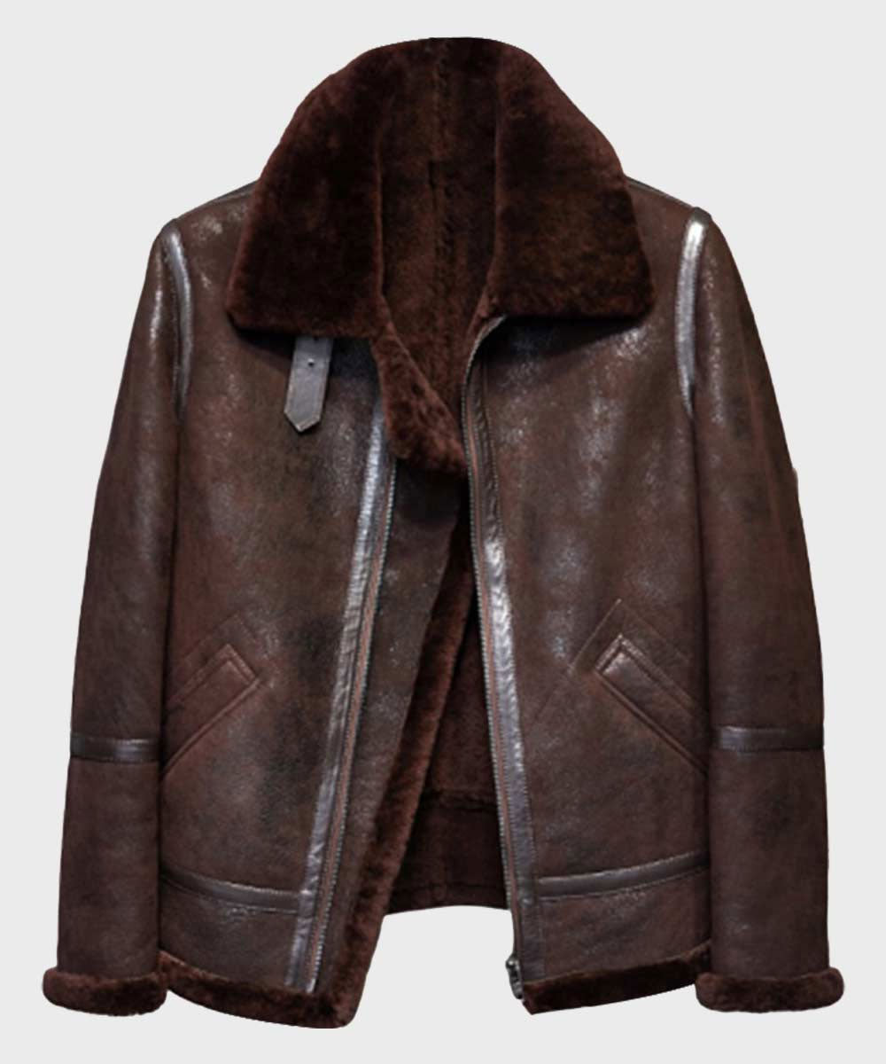 Men’s "Rust-Belt" B3 Aviator | Vintage Brown Distressed Leather | Authentic Cream Shearling-Lined Flight Jacket | Full Grain Apparel