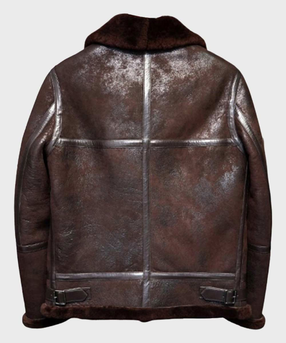 Men’s "Rust-Belt" B3 Aviator | Vintage Brown Distressed Leather | Authentic Cream Shearling-Lined Flight Jacket | Full Grain Apparel