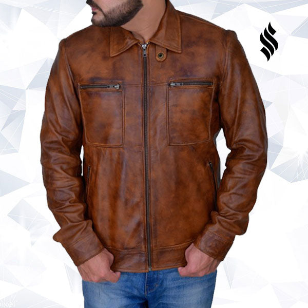 The "Dust Devil" | Men’s Classic Distressed Brown Leather Jacket | Full Grain Apparel