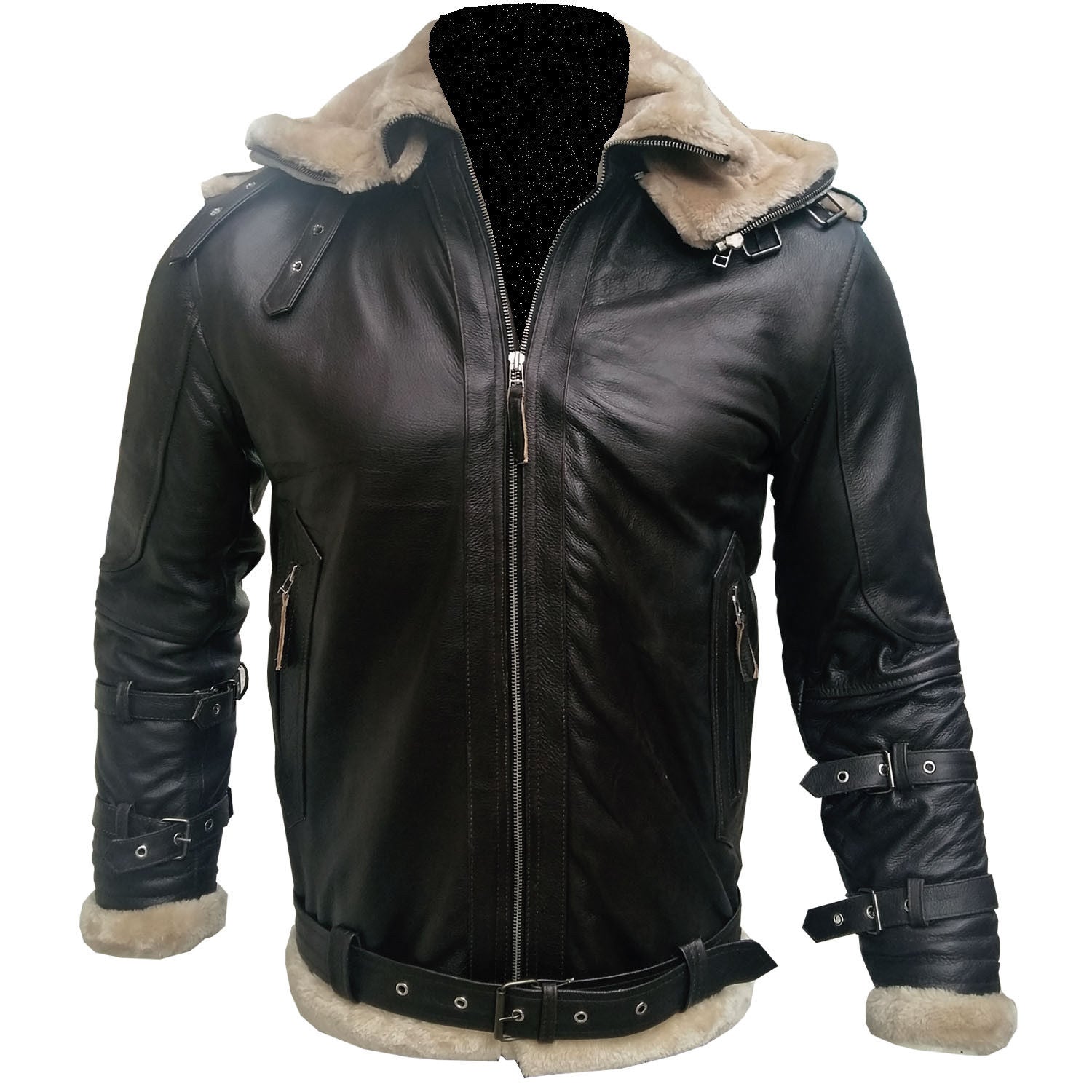 Men’s Aviator B3 Brown Faux Shearling Leather Bomber Jacket | Full Grain Apparel