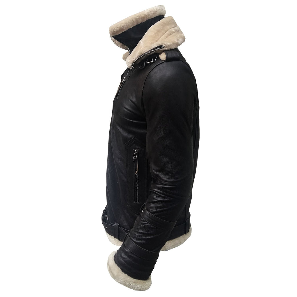 Men’s Aviator B3 Brown Faux Shearling Leather Bomber Jacket | Full Grain Apparel