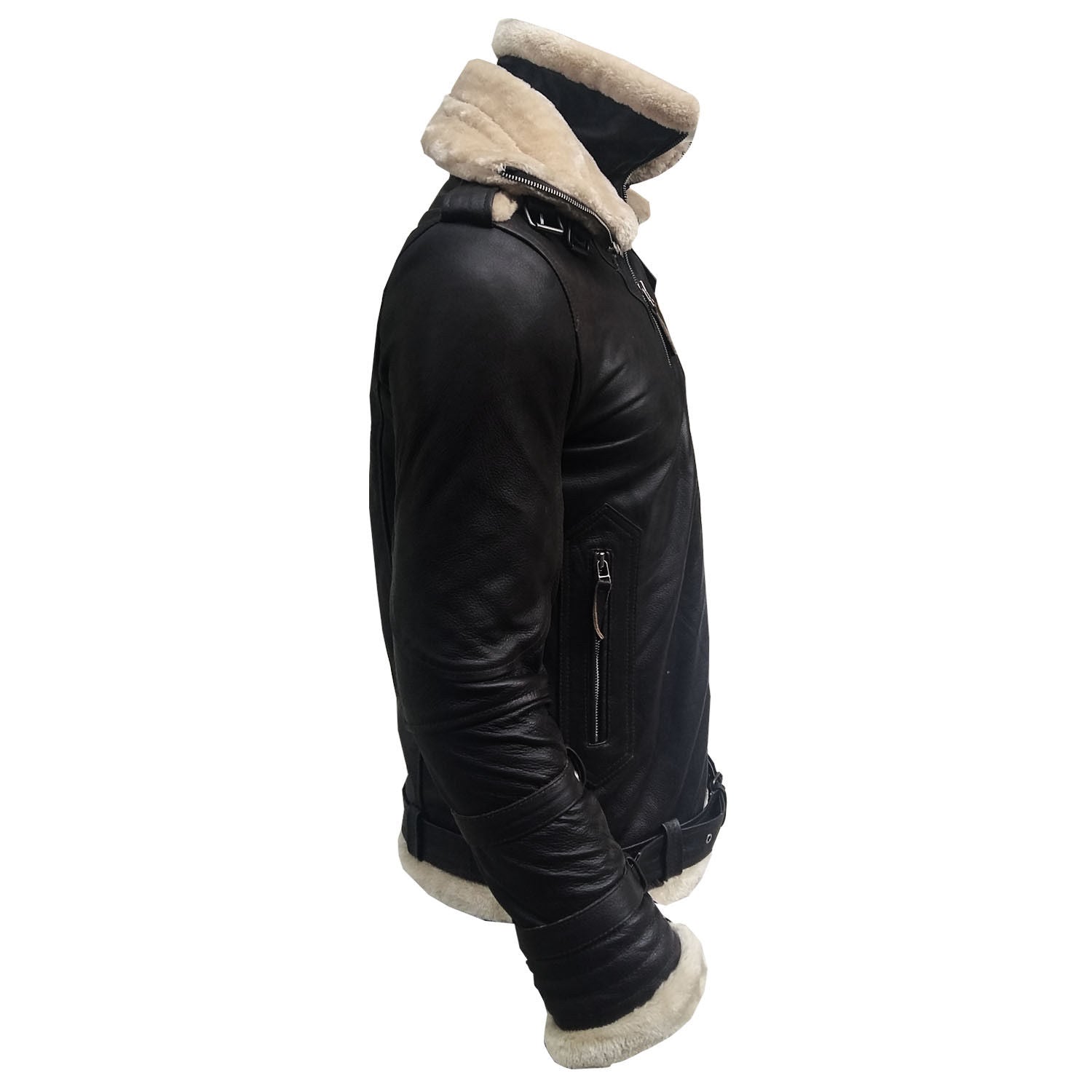 Men’s Aviator B3 Brown Faux Shearling Leather Bomber Jacket | Full Grain Apparel