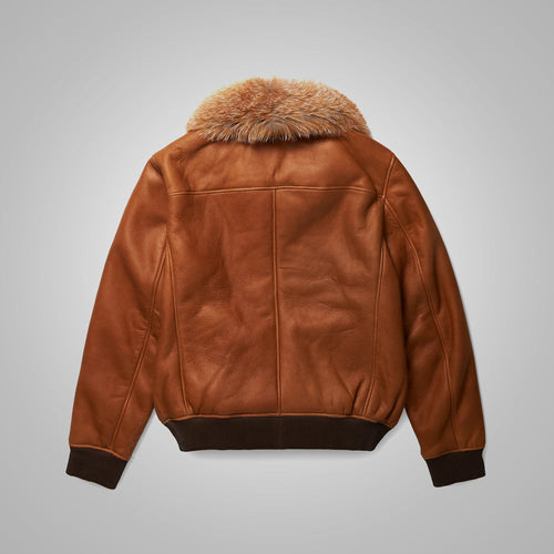 Chaqueta de aviador "Alpha-Pilot" B3 para hombre | Cazadora clásica de piel de oveja marrón | 100 % genuina de piel de borrego | Prenda de cuero de grano completo