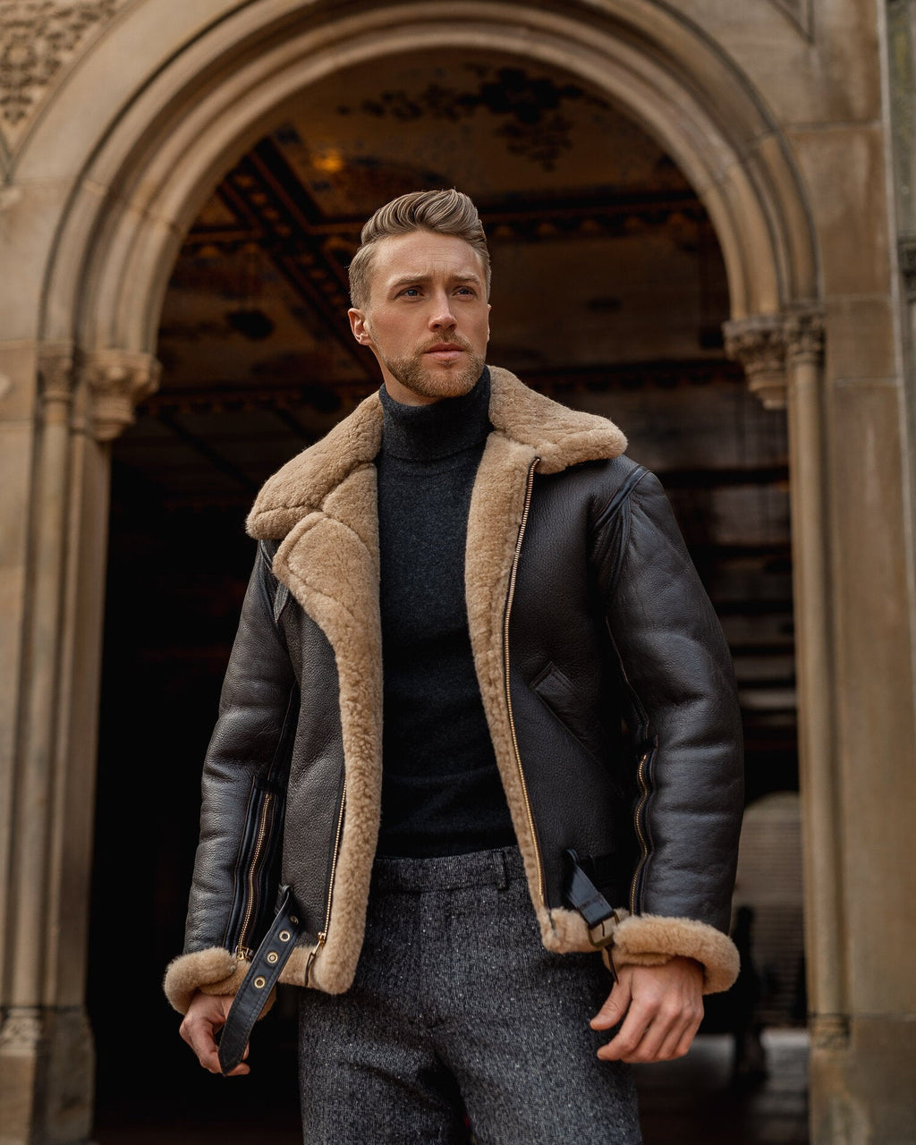 Men’s B3 RAF Aviator | Sheepskin Shearling Leather Jacket | Full Grain Apparel
