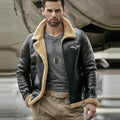Men’s Black RAF Aviator Airforce Sheepskin Shearling Jacket - The Midnight Flight Edition | Full Grain Apparel