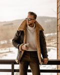 Men’s Brown B3 Flying Aviator | Long Shearling Leather Coat | Full Grain Apparel