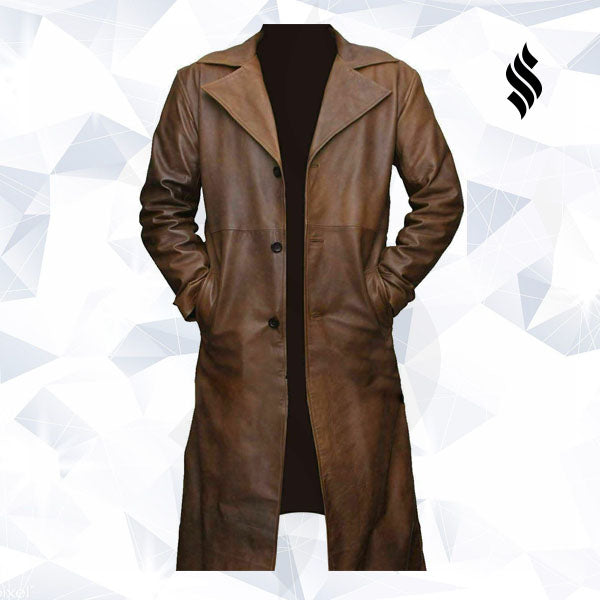 Men’s Brown Leather Trench Coat | Real Lambskin Leather | Full Grain Apparel
