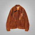 Men’s "Canyon Wanderer" Fringe Jacket | Premium Heritage Brown Suede | Genuine Leather Western Cowboy Jacket with Tassels | Full Grain Apparel