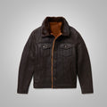 Men’s "Midnight-Raider" Flying Trucker | Dark Brown Premium Sheepskin | Minimalist Shearling-Lined Aviator | Full Grain Apparel