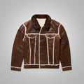 Men’s "Aero-Frontier" Flying Trucker | Distressed Brown Sheepskin | Shearling-Lined Aviator Hybrid | Full Grain Apparel