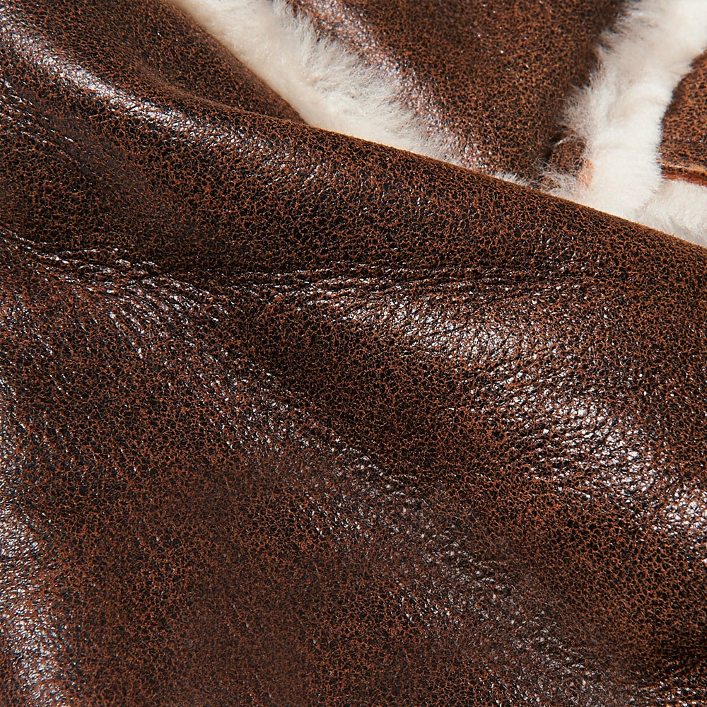 Men’s "Aero-Frontier" Flying Trucker | Distressed Brown Sheepskin | Shearling-Lined Aviator Hybrid | Full Grain Apparel