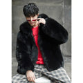 Men’s Black Mink Short Fox Fur Hooded Coat Jacket | Full Grain Apparel