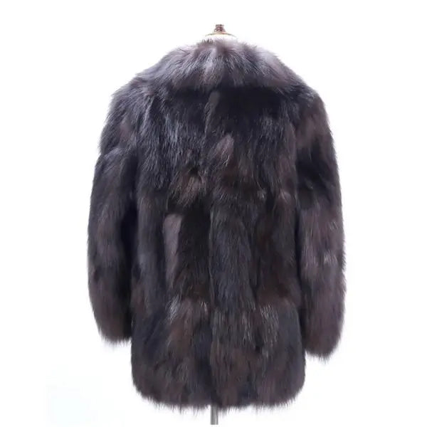 Men’s Long Fox Fur Winter Overcoat | Warm Luxury Trench Jacket | Full Grain Apparel