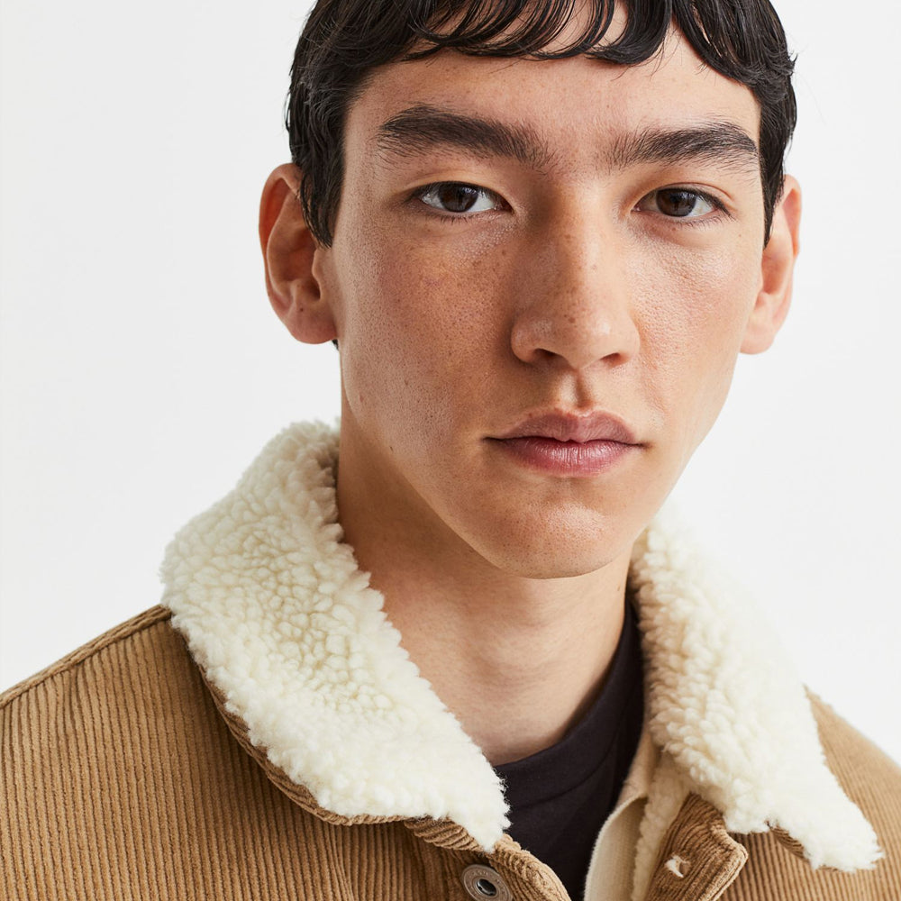 Men’s "Everest-Tan" Rancher Jacket | Khaki Premium Wide-Wale Corduroy | Warm Faux-Shearling Lining | Full Grain Apparel