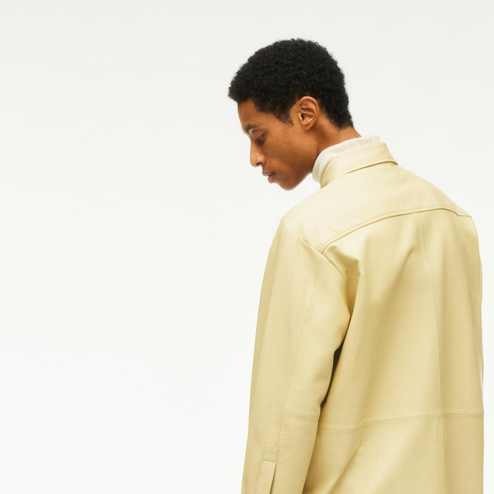 Men’s "Ivory Horizon" Leather Shirt | Premium Off-White Sheepskin | Full-Sleeve Normal Fit Luxury Over-Shirt | Full Grain Apparel