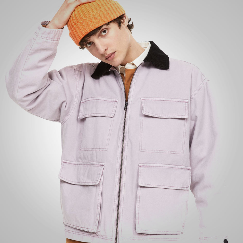 Men’s "Royal-Wale" Trucker | Deep Purple Premium Corduroy | Modern Heritage Utility Jacket | Full Grain Apparel