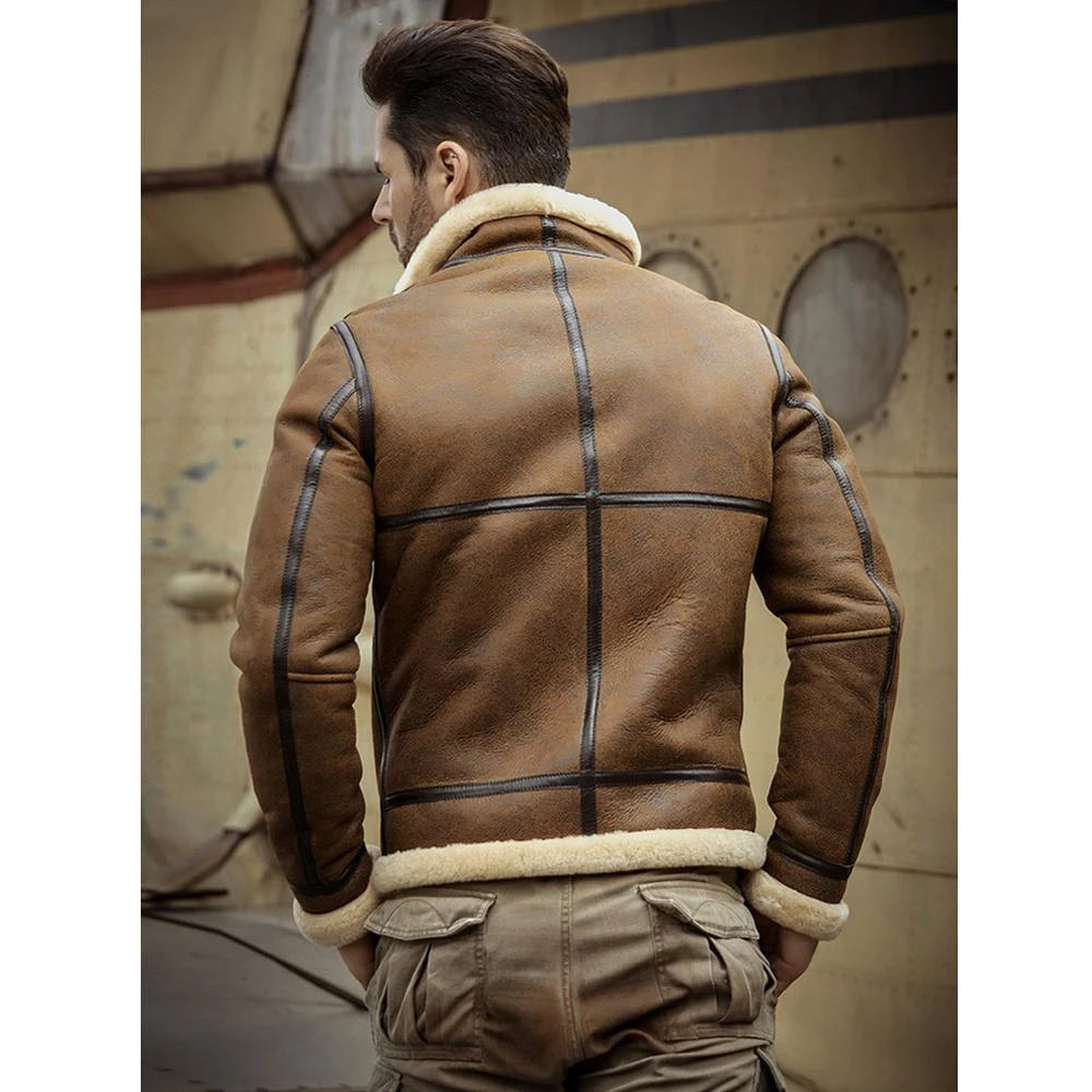 Men’s RAF Aviator Airforce Sheepskin Shearling Jacket - The High-Altitude Legend | Full Grain Apparel
