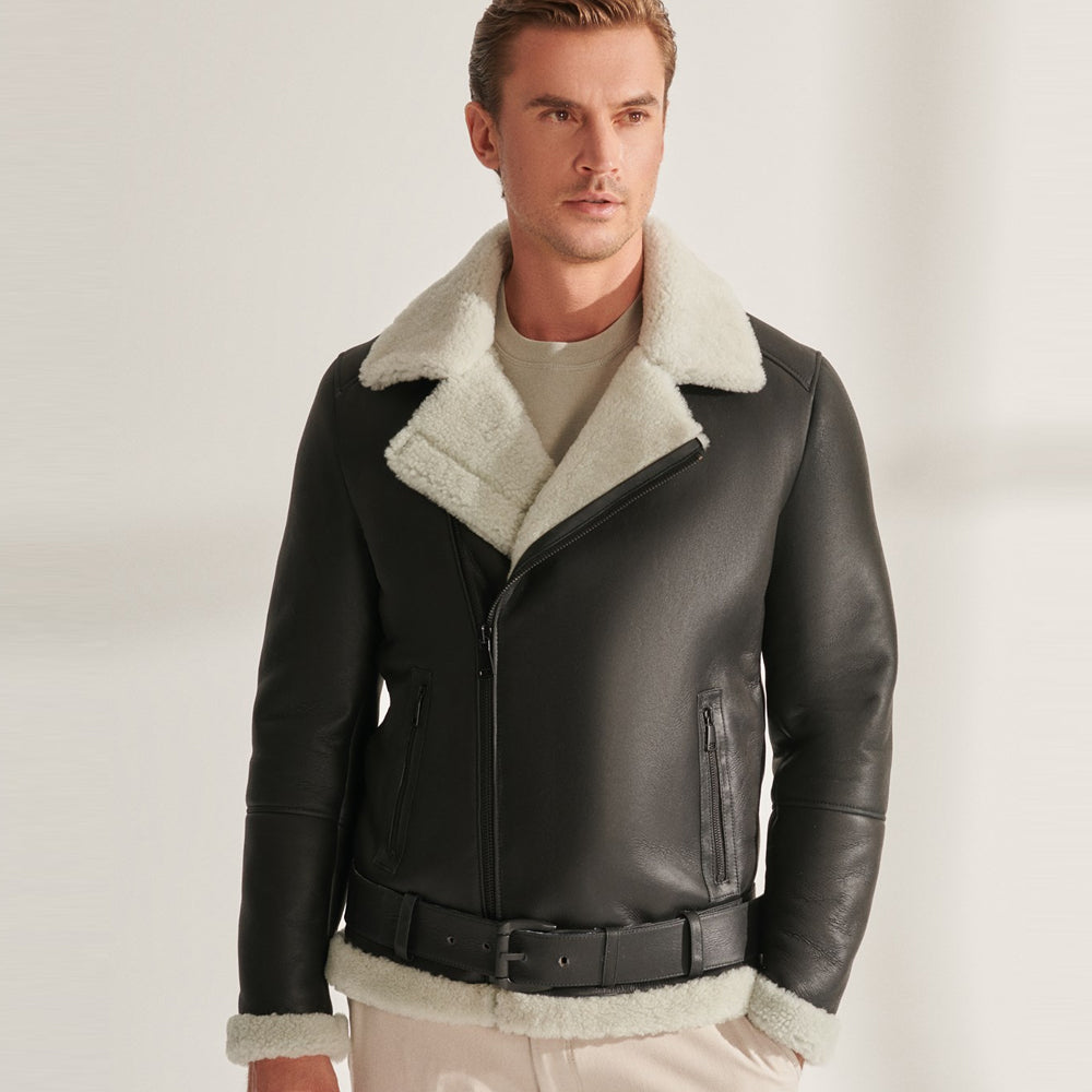 Men’s Black B3 RAF Sheepskin Shearling Aviator Jacket | Full Grain Apparel