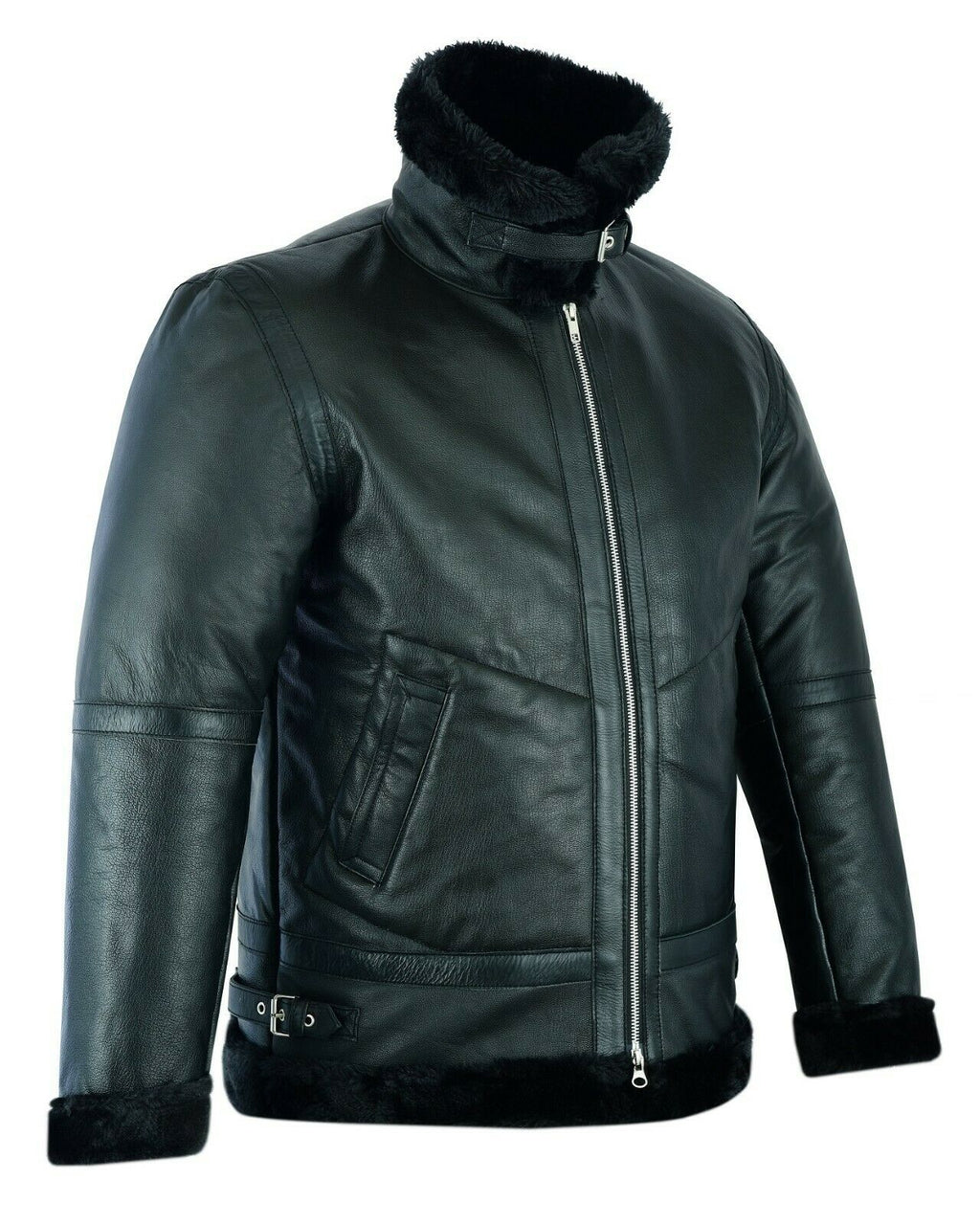 Men’s Black Shearling B3 RAF Aviator Bomber Jacket | Full Grain Apparel