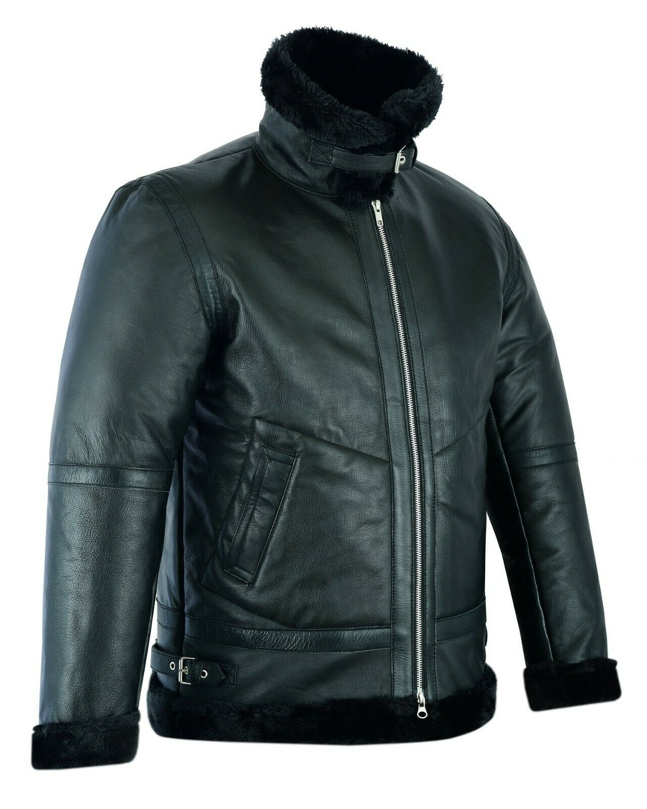 Men’s Black Shearling B3 RAF Aviator Bomber Jacket | Full Grain Apparel