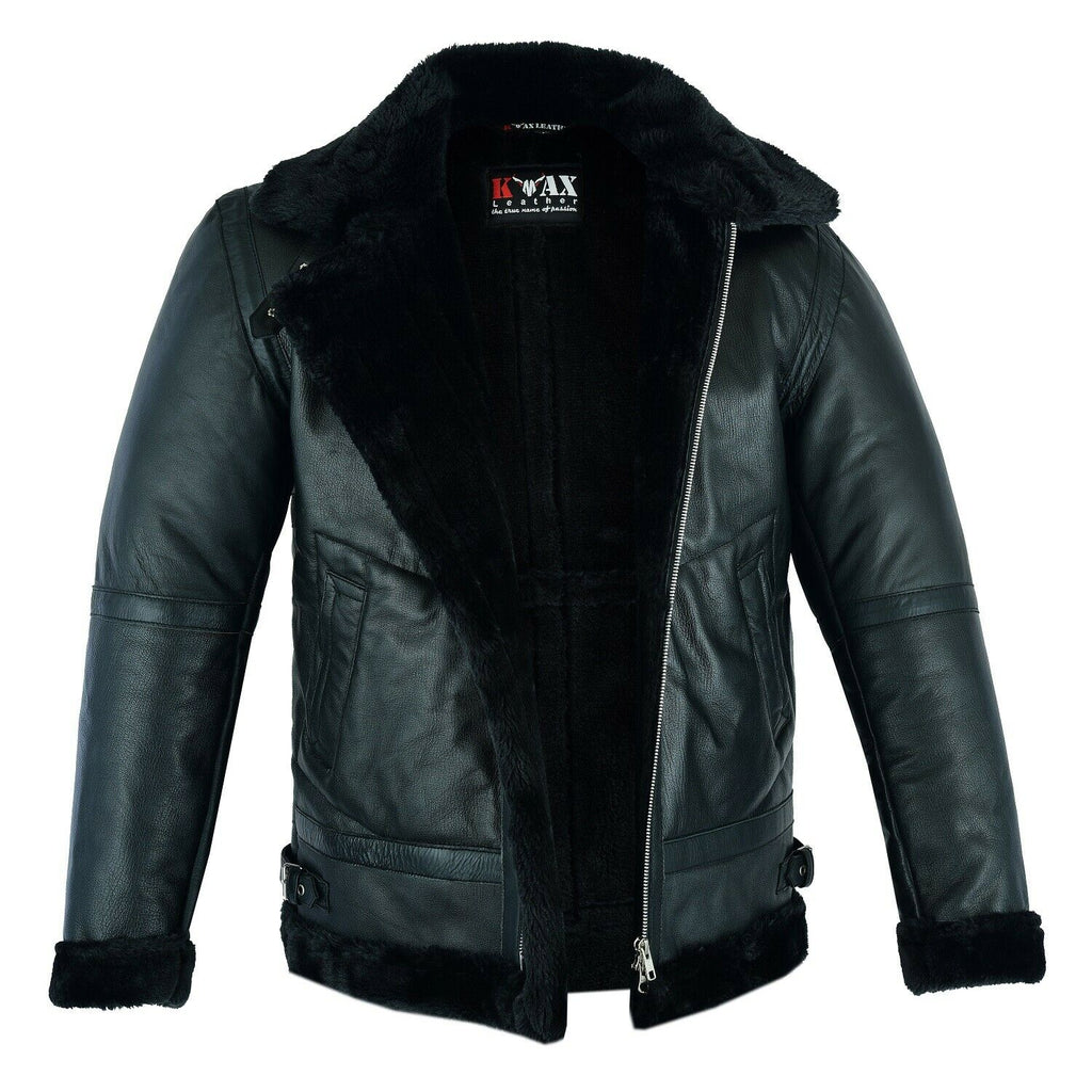 Men’s Black Shearling B3 RAF Aviator Bomber Jacket | Full Grain Apparel