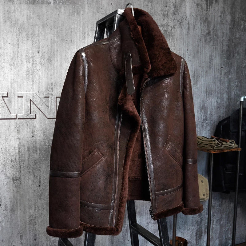Men’s B3 Brown Sheepskin Shearling Leather Jacket | Full Grain Apparel