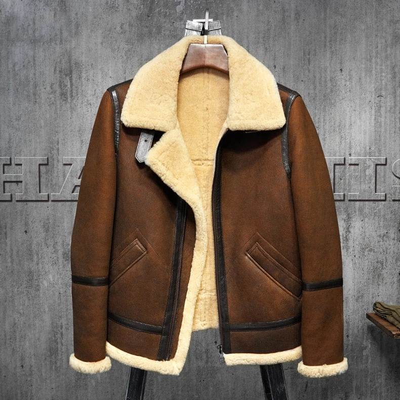 Men’s B3 Dark Brown Shearling Leather Jacket | Full Grain Apparel
