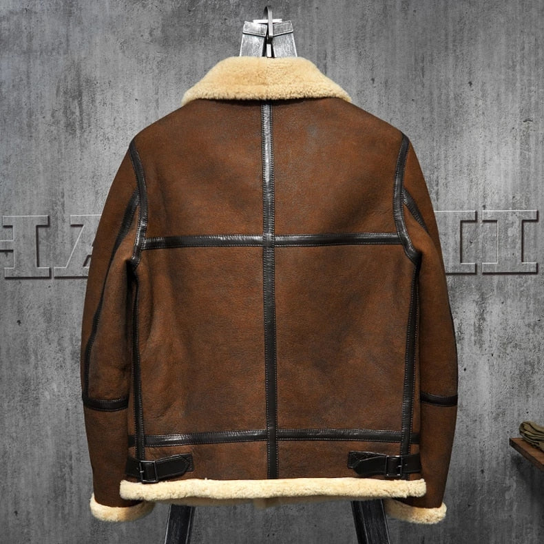 Men’s B3 Dark Brown Shearling Leather Jacket | Full Grain Apparel
