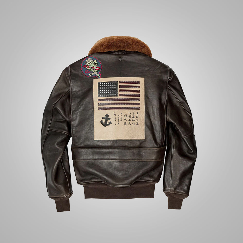 Men’s "Maverick G-1" Flight Jacket | Premium Dark Brown Goatskin | Authentic Top Gun Movie Replica Bomber | Full Grain Apparel