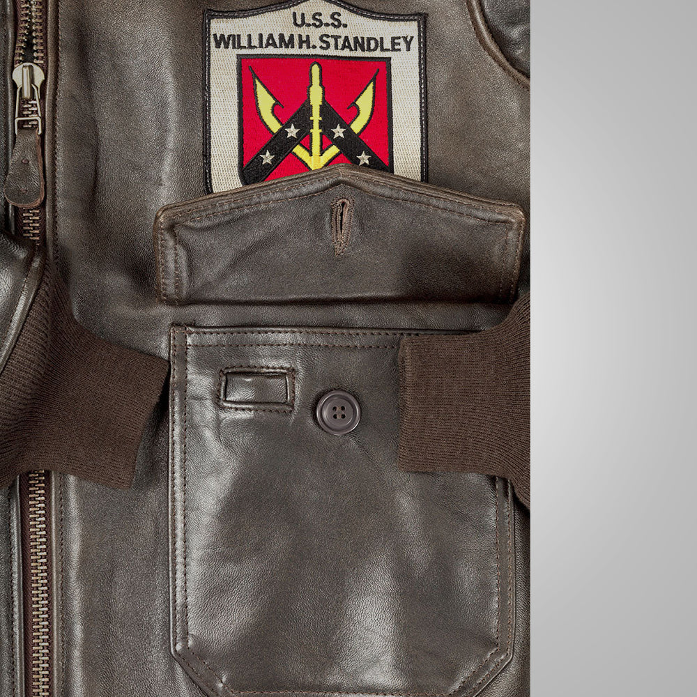 Men’s "Maverick G-1" Flight Jacket | Premium Dark Brown Goatskin | Authentic Top Gun Movie Replica Bomber | Full Grain Apparel