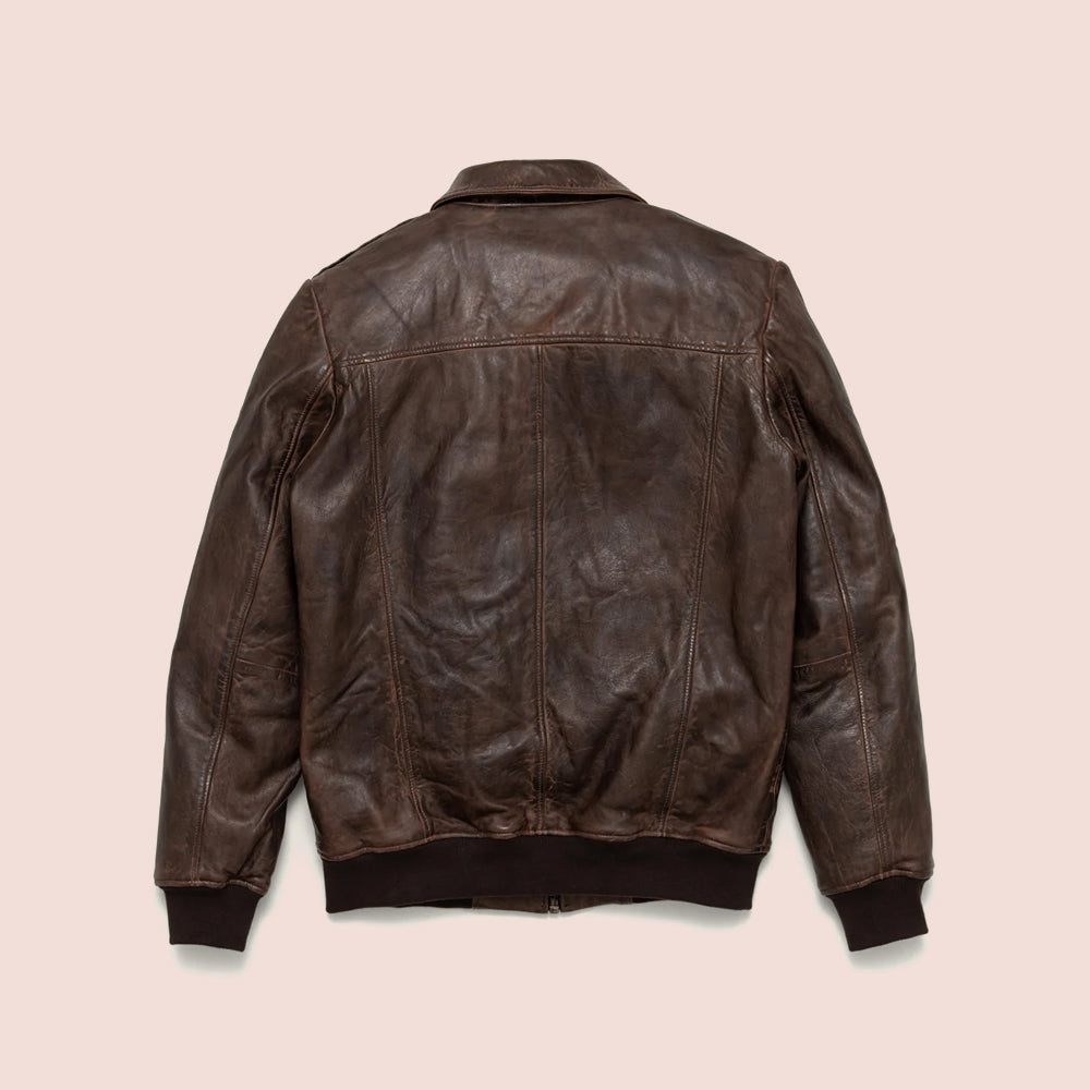 Men’s "Propeller Heritage" A2 Bomber Jacket | Vintage Brown Genuine Lambskin Flight Coat | Full Grain Apparel