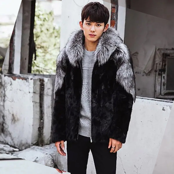 Men’s Winter Fox Fur and Mink Hooded Fur Coat Jacket | Full Grain Apparel