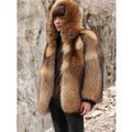 Men’s Luxury Golden Winter Fox Fur Hooded Short Coat Jacket | Full Grain Apparel