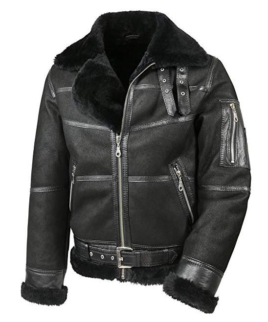Men’s Aviator B16 Sheepskin Shearling Jacket | Rugged Stealth Performance | Full Grain Apparel