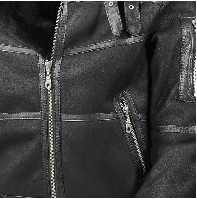 Men’s Aviator B16 Sheepskin Shearling Jacket | Rugged Stealth Performance | Full Grain Apparel