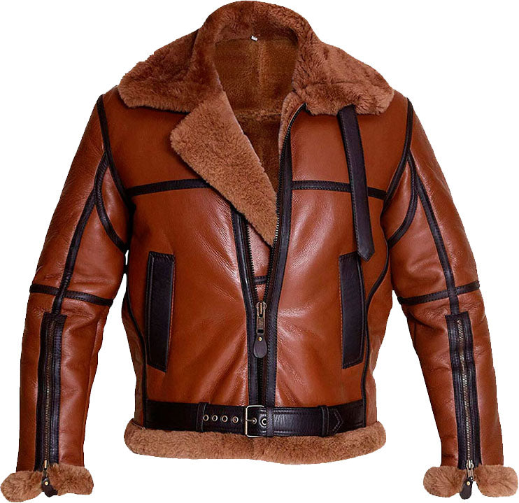Men’s Aviator Bomber Leather Jacket with Fur | Rugged Flight Heritage | Full Grain Apparel