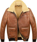 Men’s Camel Brown A2 Aviator Shearling Leather Bomber Jacket | Full Grain Apparel