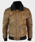 Men’s "Sahara-Flight" Aviator | Golden Tan Premium Leather | Shearling-Lined B3 Bomber Jacket | Full Grain Apparel