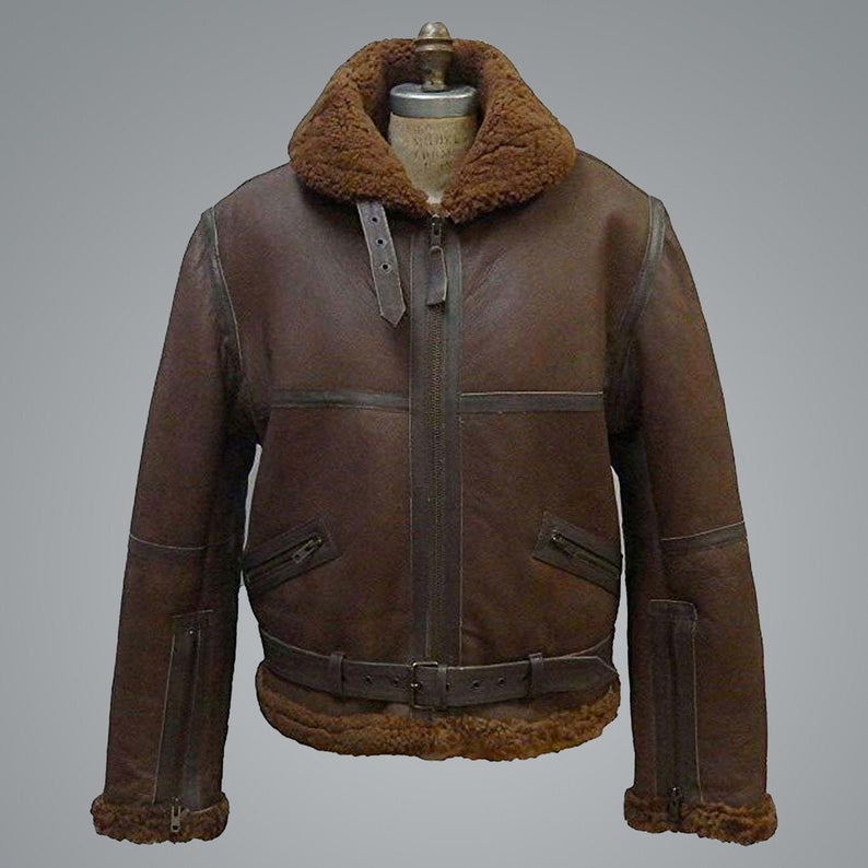 Men’s B3 Aviator RAF Shearling Flight Bomber Jacket | Rugged Heritage Command | Full Grain Apparel