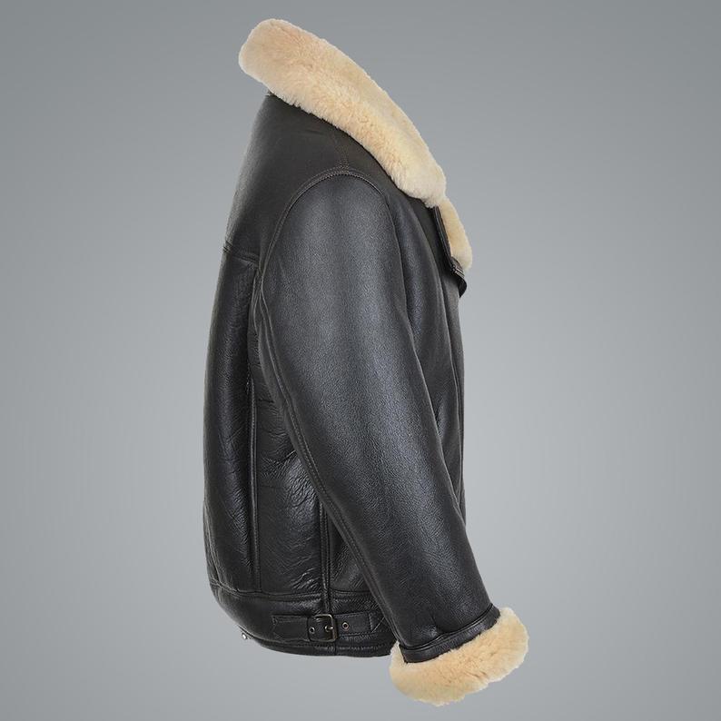 Men’s B3 Flying Cockpit Aviator Shearling Jacket | Rugged Tactical warmth | Full Grain Apparel