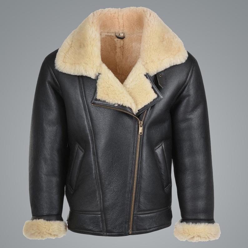 Men’s B3 Flying Cockpit Aviator Shearling Jacket | Rugged Tactical warmth | Full Grain Apparel