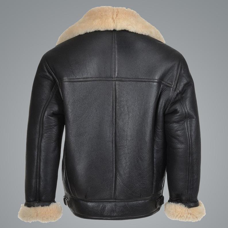 Men’s B3 Flying Cockpit Aviator Shearling Jacket | Rugged Tactical warmth | Full Grain Apparel