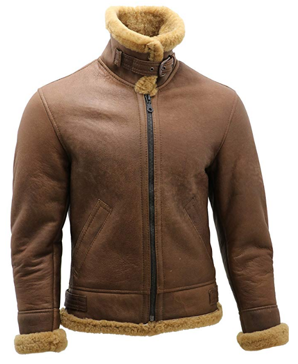 Chaqueta de aviador B3 de piel de oveja para hombre | Táctica resistente de comando | Prendas de piel plena flor