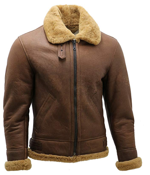 Chaqueta de aviador B3 de piel de oveja para hombre | Táctica resistente de comando | Prendas de piel plena flor