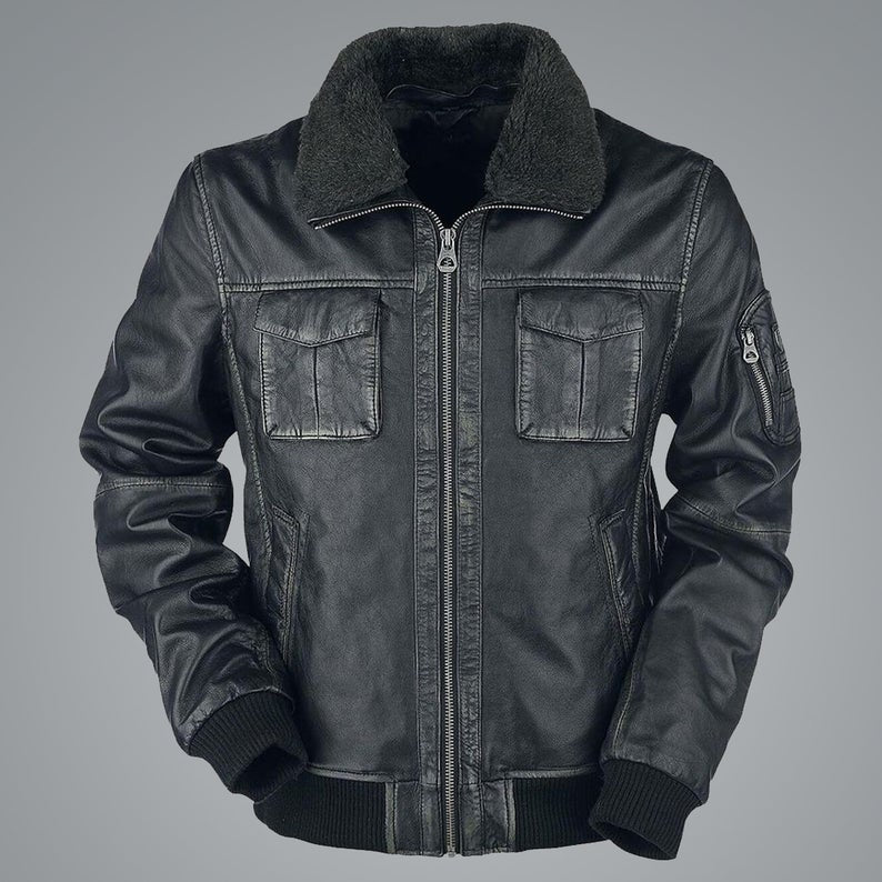 Men’s Bike Racer Black Leather Jacket | Rugged Velocity Style | Full Grain Apparel