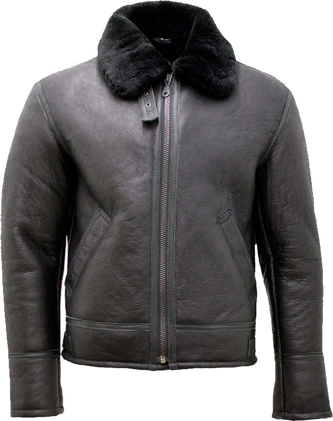 Men’s Black Air Force Real Leather Jacket with Fur | Rugged Tactical Command | Full Grain Apparel